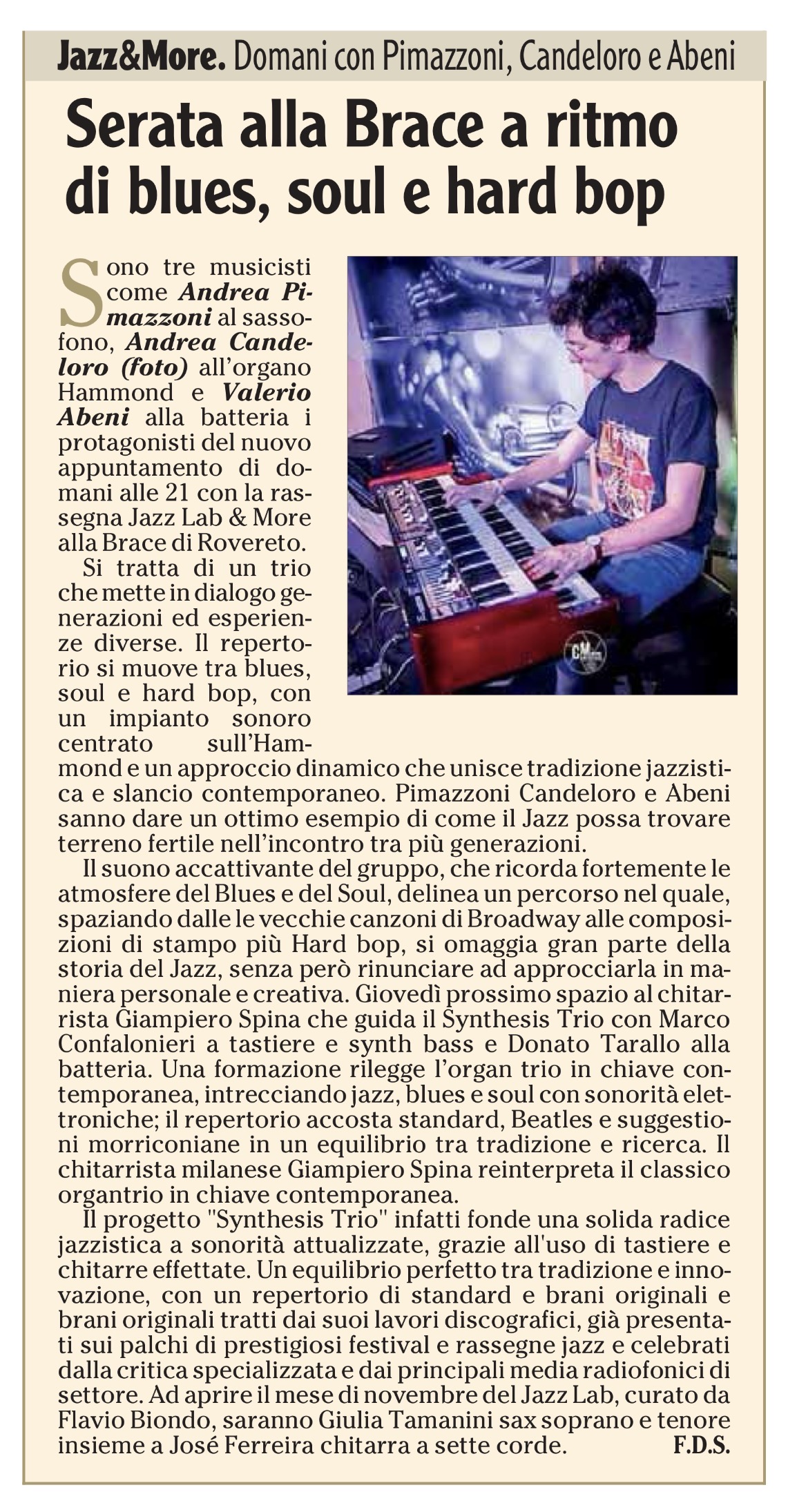Anteprima: Serata al Jazz-LaB a ritmo di Blues, Soul e Hard bop
