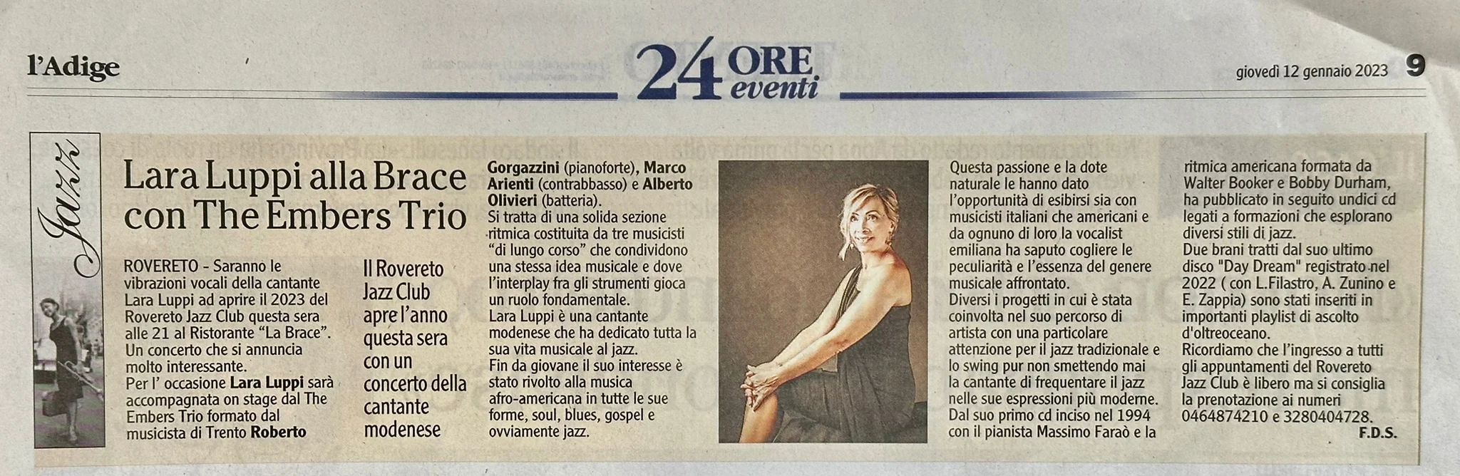 Anteprima: Lara Luppi alla Brace con The Embers Trio