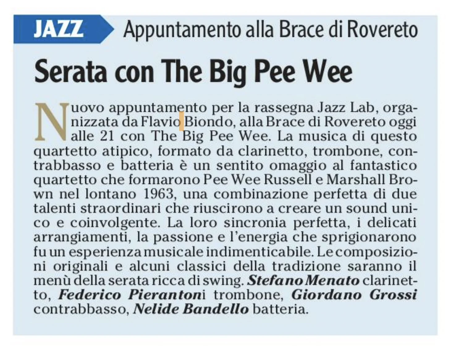 Anteprima: Serata con The Big Pee Wee