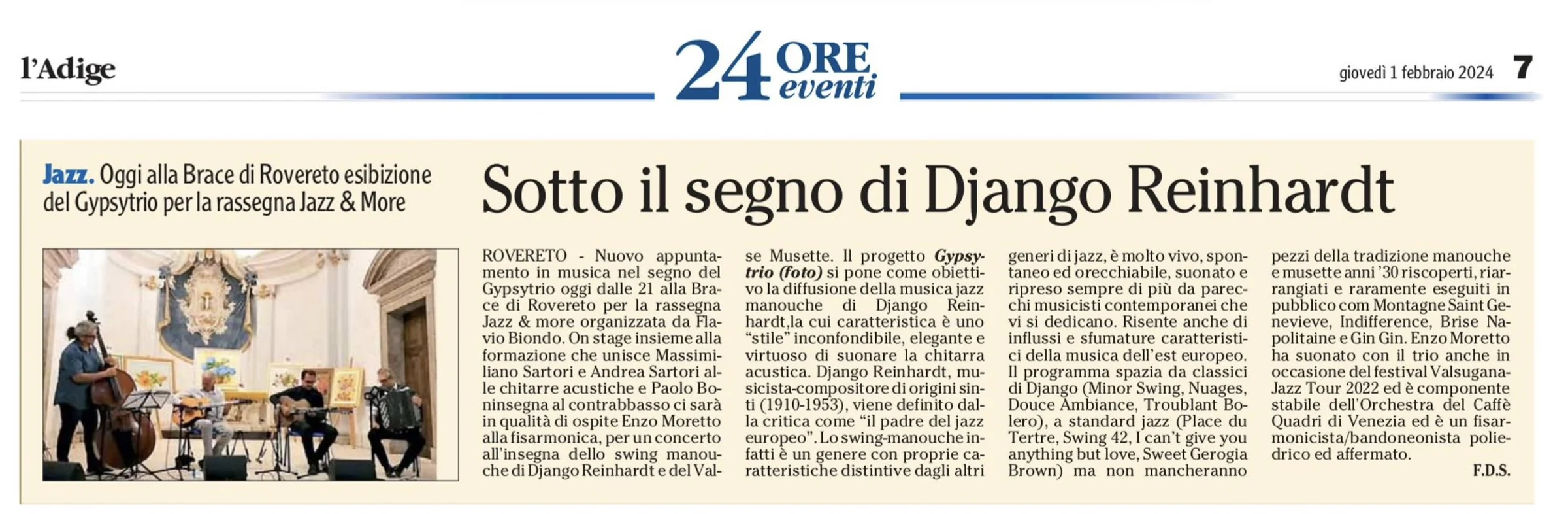Anteprima: Sotto il segno di Django Reinhardt