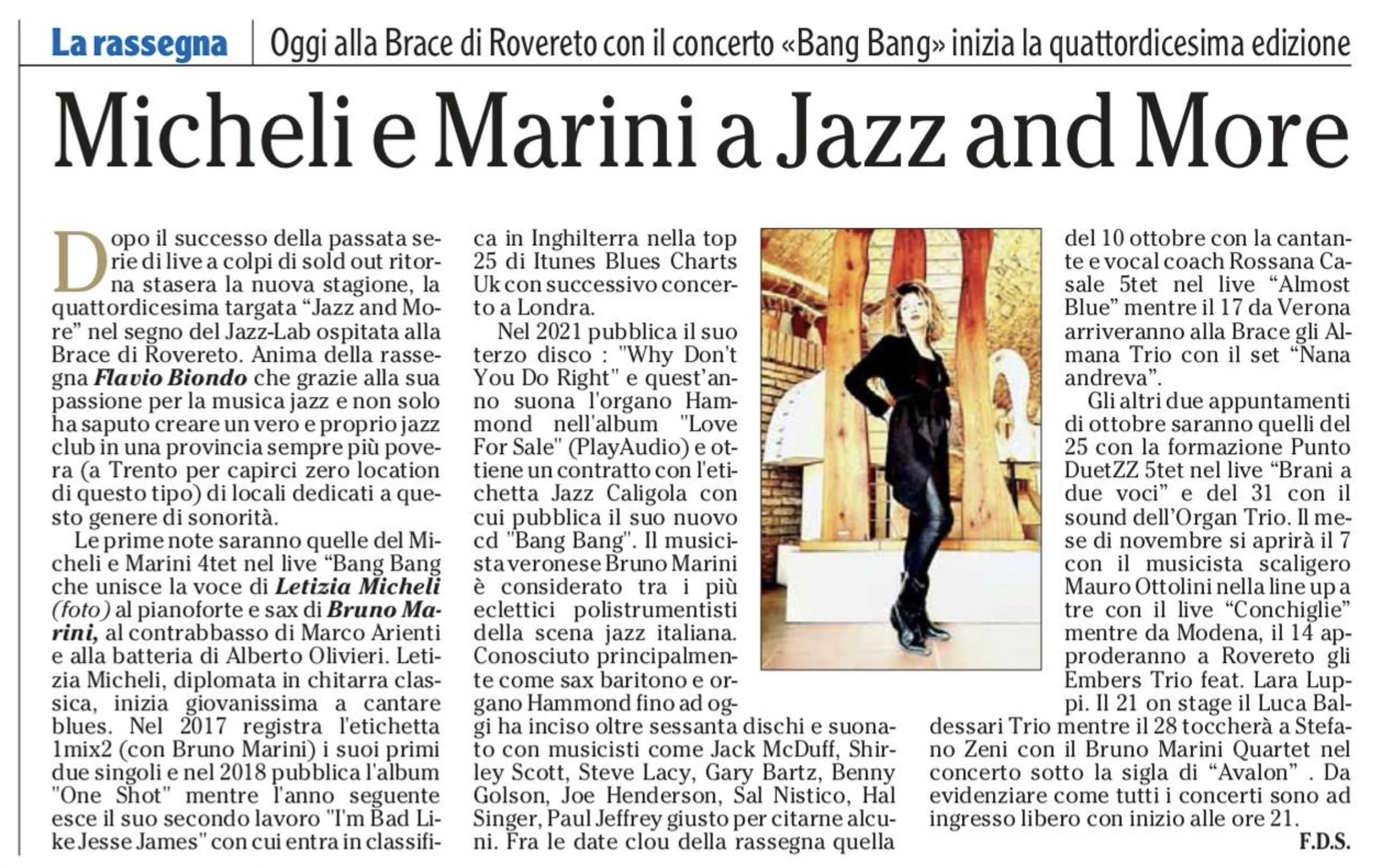 Anteprima: Micheli e Marini a Jazz and More