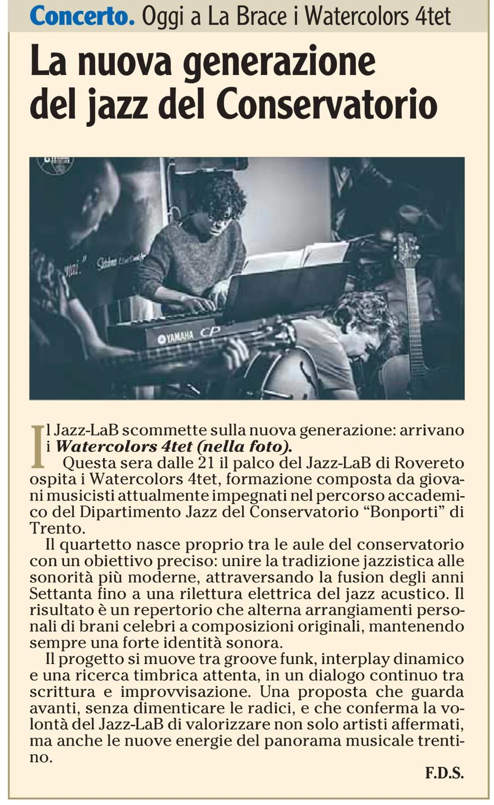 Anteprima: La nuova generazione del jazz del Conservatorio