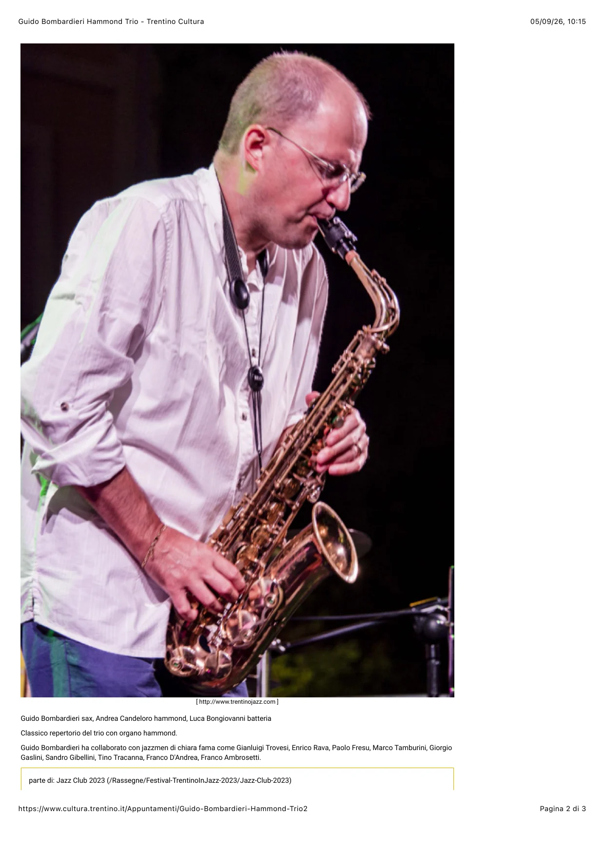 Anteprima: Guido Bombardieri Hammond Trio
